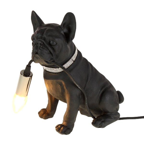 Tischleuchte Bulldogge Francis, schwarz - Tischlampe, Moderner Deko Stil, Tierleuchte, Hund