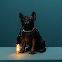 Tischleuchte Bulldogge Francis, schwarz - Tischlampe, Moderner Deko Stil, Tierleuchte, Hund