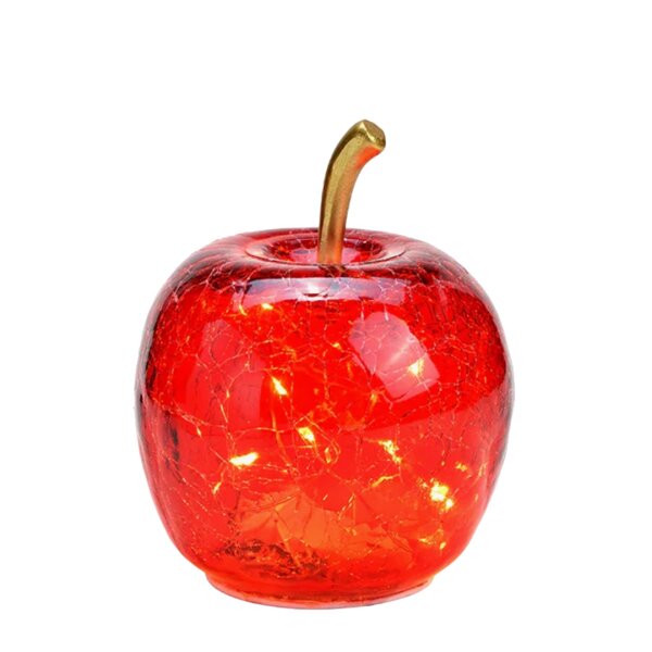 Dekoleuchte Apfel (XS) Glas, rot, Apfel Lampe mit LED Lichterkette, Dekolampe, Tischleuchte, Apfellampe