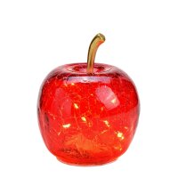 Dekoleuchte Apfel (XS) Glas, rot, Apfel Lampe mit LED Lichterkette, Dekolampe, Tischleuchte, Apfellampe