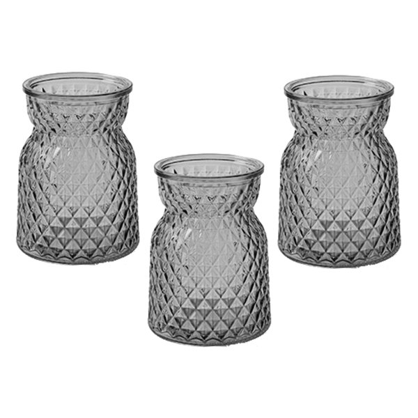 Glasvase Posh, smoke, kleine Vase, H:10,5 cm (3er Set) - kleine Vasen, Blumenvase, Tischdekoration, Deko Hochzeit