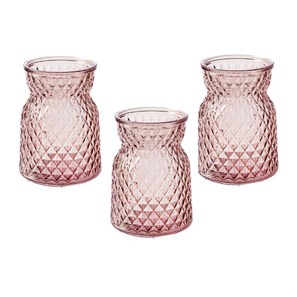 Glasvase "Posh", rosa, kleine Vase, H:10,5 cm (3er Set) - kleine Vasen, Blumenvase, Tischdekoration, Deko Hochzeit
