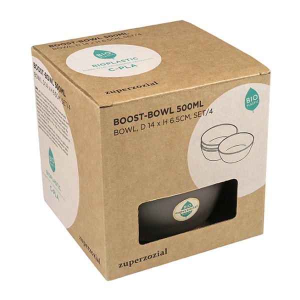 Campinggeschirr Zuperzozial Müslischale Boost-Bowl, toffee brown (4er Pack) Schale Bioplastic C-PLA