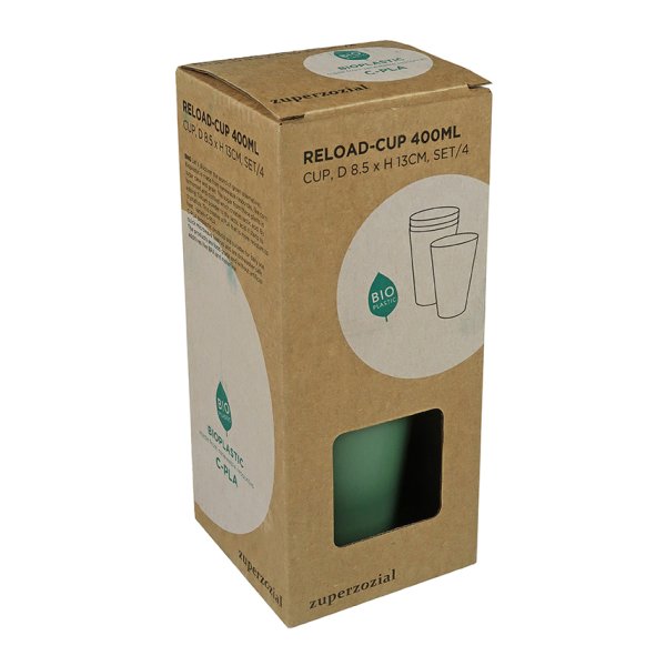 Campinggeschirr Zuperzozial Becher Reload-Cup, coconut white (4er Pack) Trinkglas Bioplastic C-PLA
