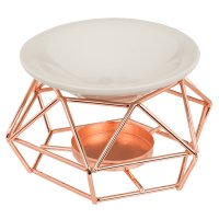 Keramik Duftlampe auf rosegoldenem Metallgestell -...