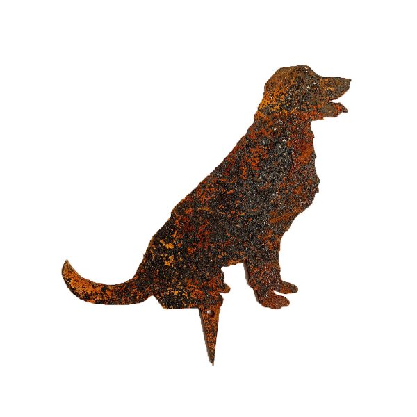 Gartenstecker Hund im Rost Design H: 15 cm - Rostfigur Labrador für den Garten, Gartendeko, Metalldeko