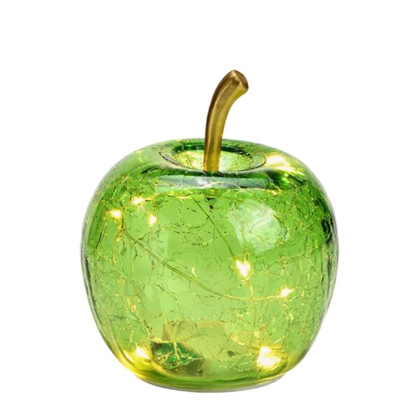 Dekoleuchte Apfel (XS) Glas, hellgrün, Apfel Lampe mit LED Lichterkette, Dekolampe, Tischleuchte, Apfellampe