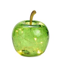 Dekoleuchte Apfel (XS) Glas, hellgrün, Apfel Lampe mit LED Lichterkette, Dekolampe, Tischleuchte, Apfellampe