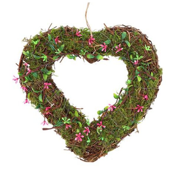 Türkranz mit Herz Moos D:26 cm - Hängedekoration, Türdeko, Fensterdeko, Gartendeko, Hochzeitsgeschenk