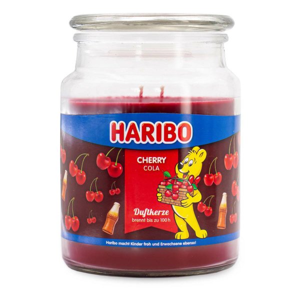 Haribo CHERRY COLA Duftkerze im Glas (groß)  2-Docht Kerze