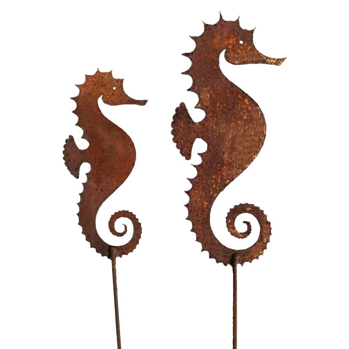 Gartenstecker Seepferdchen im Rost Design, 2er Set Rostfigur für de