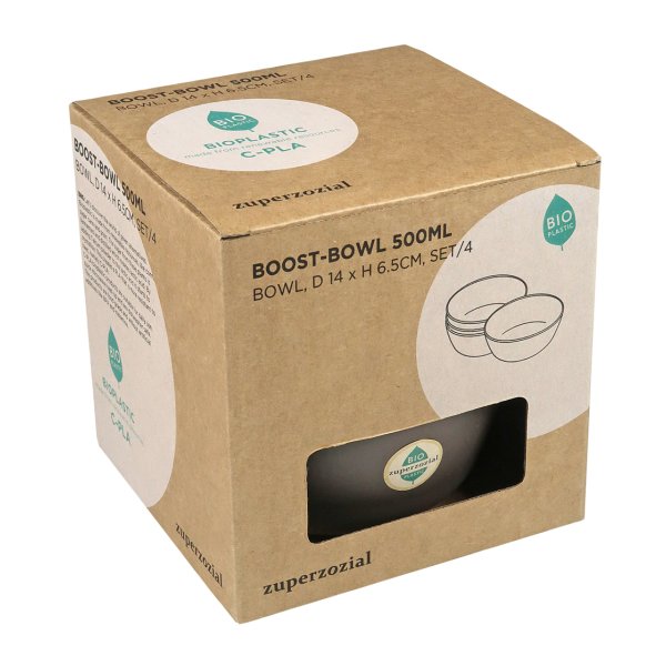 Campinggeschirr Zuperzozial Müslischale Boost-Bowl, mocha brown (4er Pack) Schale Bioplastic C-PLA