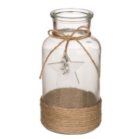 Vase mit Jute und Stern Deko H:16,5 cm Glasvase klar -...