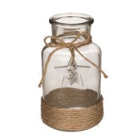 Vase mit Jute und Stern Deko H:12,5 cm Glasvase klar -...