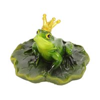 Frosch König auf Blatt D:13,5 cm,Teich Deko -...