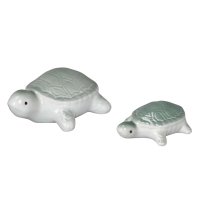 Schildkröte aus Porzellan (2er Set) schwimmend als Teich Deko - Deko für Vogeltränke, Fische, Gartenteich, Frosch, Gartendeko …