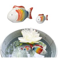 Koi-karpfen 2 Stück schwimmend Porzellan glasiert Teichdeko Fischfigur 