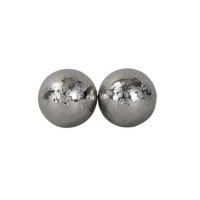 Schwimmkugel Blüte aus Porzellan silber D:4cm (2er Set) - Teichdeko, Kugel schwimmend, Schwimmschale, Gartenteich, Garten Deko