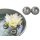 Schwimmkugel Blüte aus Porzellan silber D:4cm (2er Set) - Teichdeko, Kugel schwimmend, Schwimmschale, Gartenteich, Garten Deko