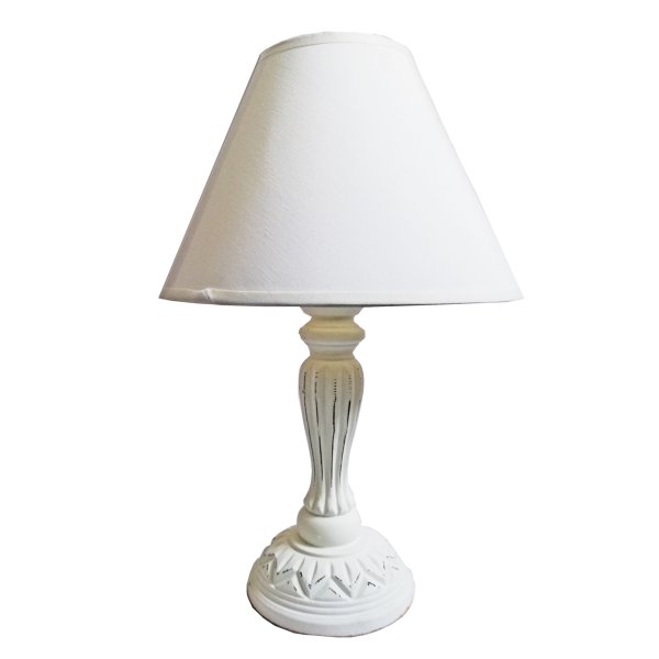 Tischleuchte Lampe weiß - Vintage Look, Nachttischlampe, Dekolampe, Leselampe, Deko Leuchte