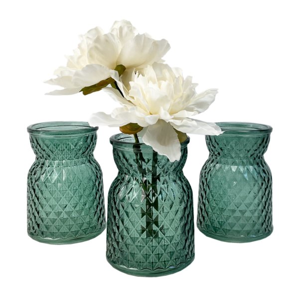 Glasvase Posh, grün, kleine Vase, H:10,5 cm (3er Set) - kleine Vasen, Blumenvase, Tischdekoration, Deko Hochzeit
