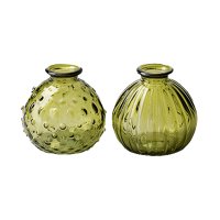 Glasvase Jive, Vase grün, H: 8,5 cm (2er Set) - kleine...