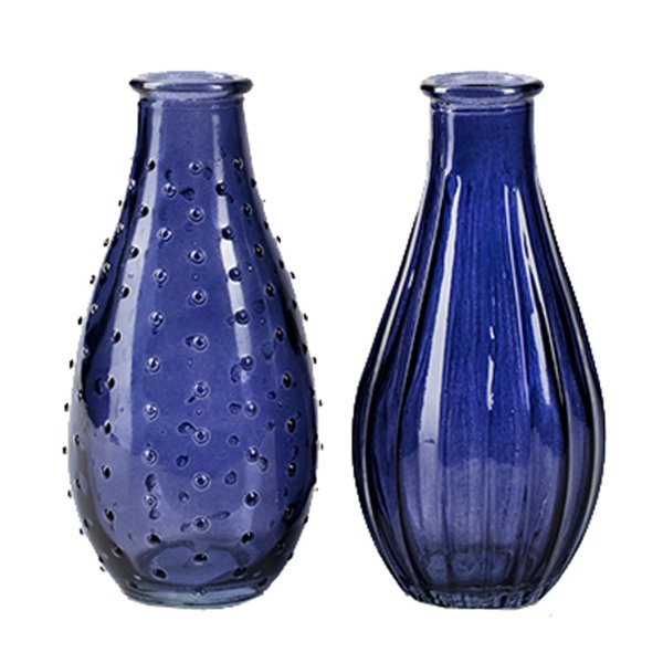 Glasflasche Decor, blau (2er Set) H:14 cm - Vase, Tischdekoration, Glasvasen, Landhausdeko, Gastronomie, Hochzeit Deko
