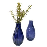 Glasflasche Decor, blau (2er Set) H:14 cm - Vase,...