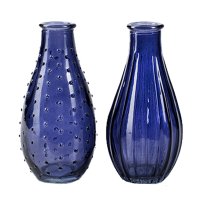 Glasflasche "Decor", blau (2er Set) H:14 cm -...