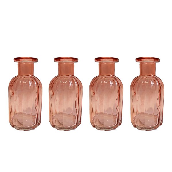 Kleine Vase Norinne XS rot, 4er Set, Kleine Glasvase - Glasflasche, Tischdekoration, Glasvasen
