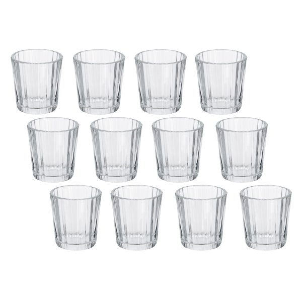 Teelichtglas 12er Set, 5,7x6 cm - Windlicht klar, Kerzenglas, Teelichthalter, Teelichte