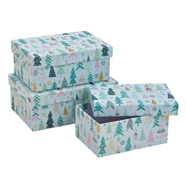 Geschenkkarton Set Winterwald (3tlg.) - Weihnachten Karton, Geschenkbox , Geschenkschachtel