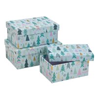 Geschenkkarton Set Winterwald (3tlg.) - Weihnachten Karton, Geschenkbox , Geschenkschachtel