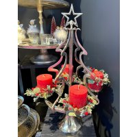 Großer XXL Adventskranz Tannenbaum aus Metall silber, H: 86 cm mit Kerzen und Kränzen - Weihnachten Deko, Adventsdeko, Kerzenhalter Advent, Adventsgesteck