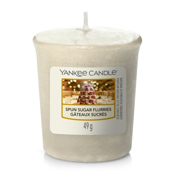 Yankee Candle Votivkerze SPUN SUGAR FLURRIES - Kerze mit Brenndauer bis zu 15 Stunden