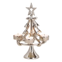 Adventskranz Tannenbaum aus Metall silber, H: 28 cm -...