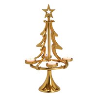 Adventskranz Tannenbaum aus Metall gold, H: 40 cm -...