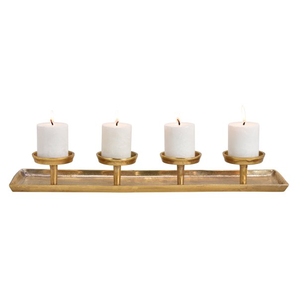 Kerzenhalter Adventskranz länglich L: 57 cm aus Metall Gold - Adventsgesteck, Weihnachtsdeko, Adventsdeko, Advent, Weihnachten
