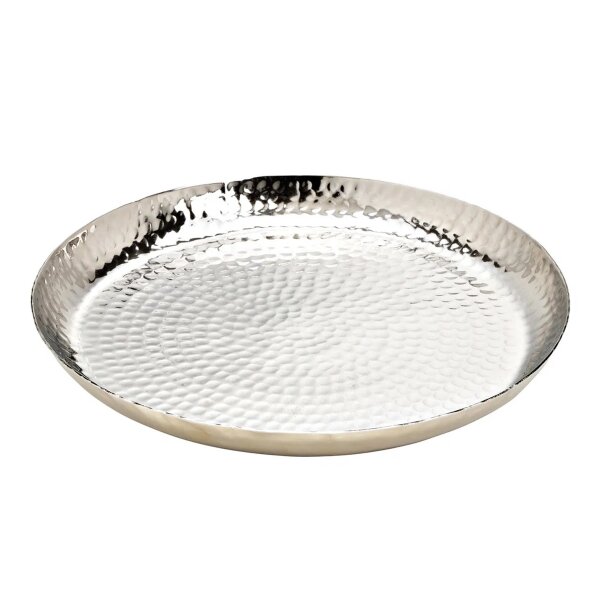Deko Schale rund D: 35cm, Metall silber - Kerzentablett, Dekotablett, Dekoschale Wohnzimmerdeko, Deko Weihnachten, Advent