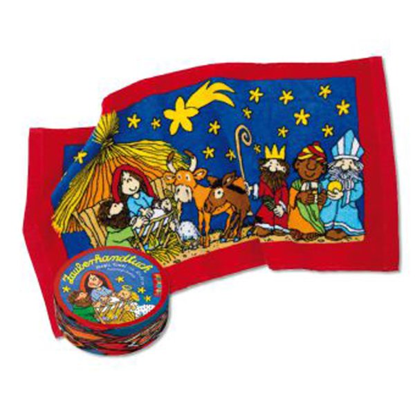 Magisches Handtuch Krippe Weihnachten 60x30 cm - Zauberhandtuch, Kinder Handtuch, Kindergeschenk, Weihnachtsabend, Adventskalender