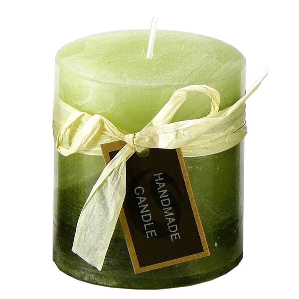 Stumpenkerze, handgemacht 7,2 x 6,8 cm - Kerze für Adventskranz, Kerzen (versch. Farben) Grün
