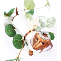 Baumschmuck Dackel mit Flügel - Baumkugel Engel Hund, Weihnachtsdeko, Christbaumkugel, Weihnachtsanhänger, Weihnachten