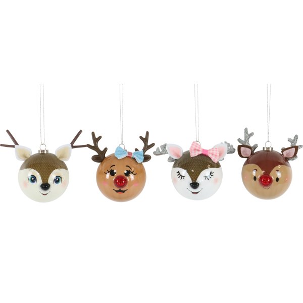 Baumkugel Elch mit Geweih (4er Set) mit lustigen Elchkopf Motiven -  Weihnachtskugel, Weihnachtsdeko, Baumschmuck Weihnachten