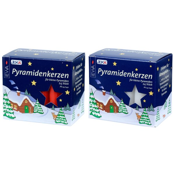 Pyramidenkerze in verschiedenen Farben (24er Set) - Kerze für Weihnachtsbaum, Kerzen für Pyramide, Weihnachten, Advent