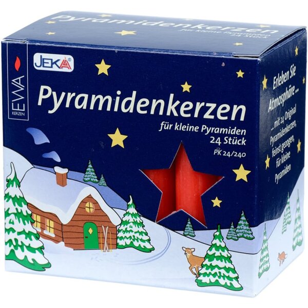 Pyramidenkerze in verschiedenen Farben (24er Set) - Kerze fr Adventskranz, Kerzen fr Pyramide, Weihnachten Rot