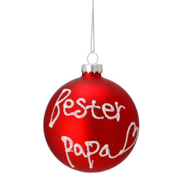 Große Christbaumkugel Bester Papa D: 8cm - Baumschmuck Familie, Baumkugel, Weihnachtsgeschenk