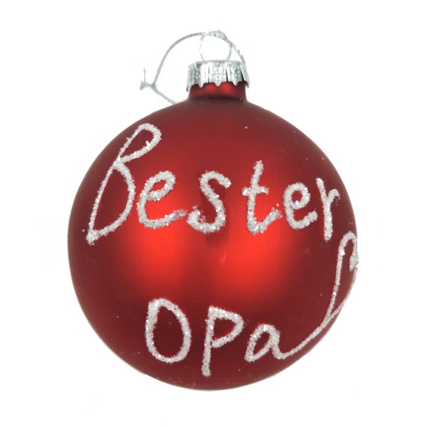 Große Christbaumkugel Bester Opa D: 8cm - Baumschmuck Familie, Baumkugel, Weihnachtsgeschenk