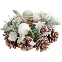 Festliches Adventsgesteck D:18 cm weiße Kugeln und...