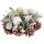 Festliches Adventsgesteck D:18 cm weiße Kugeln und Zapfen mit Teelichtglas - Adventsdeko (Adventskranz), weihnachtliche Tischdeko, Advent