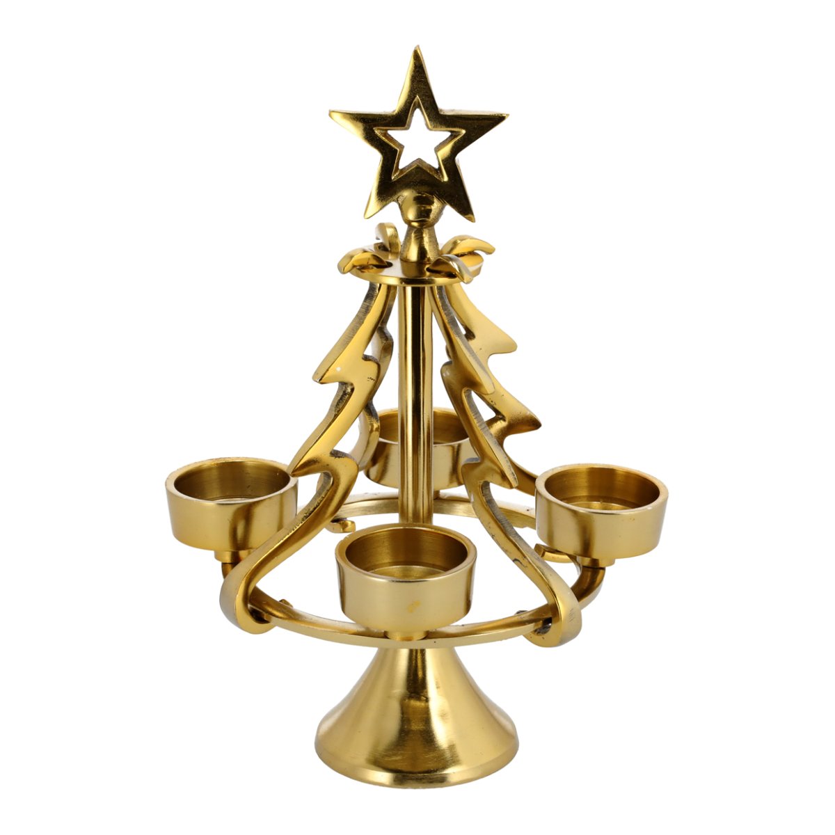 Adventskranz Tannenbaum aus Metall gold, H: 28 cm - Weihnachten Deko,,  34,95 €